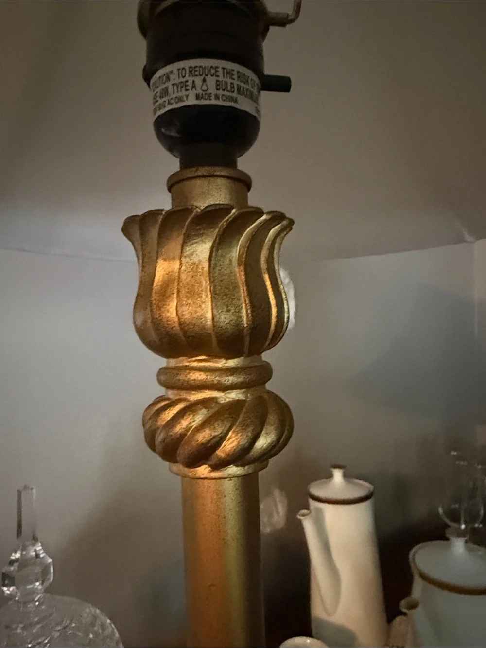 Gold Table Lamp with Cream Shade - Classic Home Accent